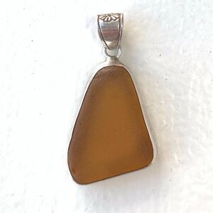 Sterling silver orange sea glass pendant